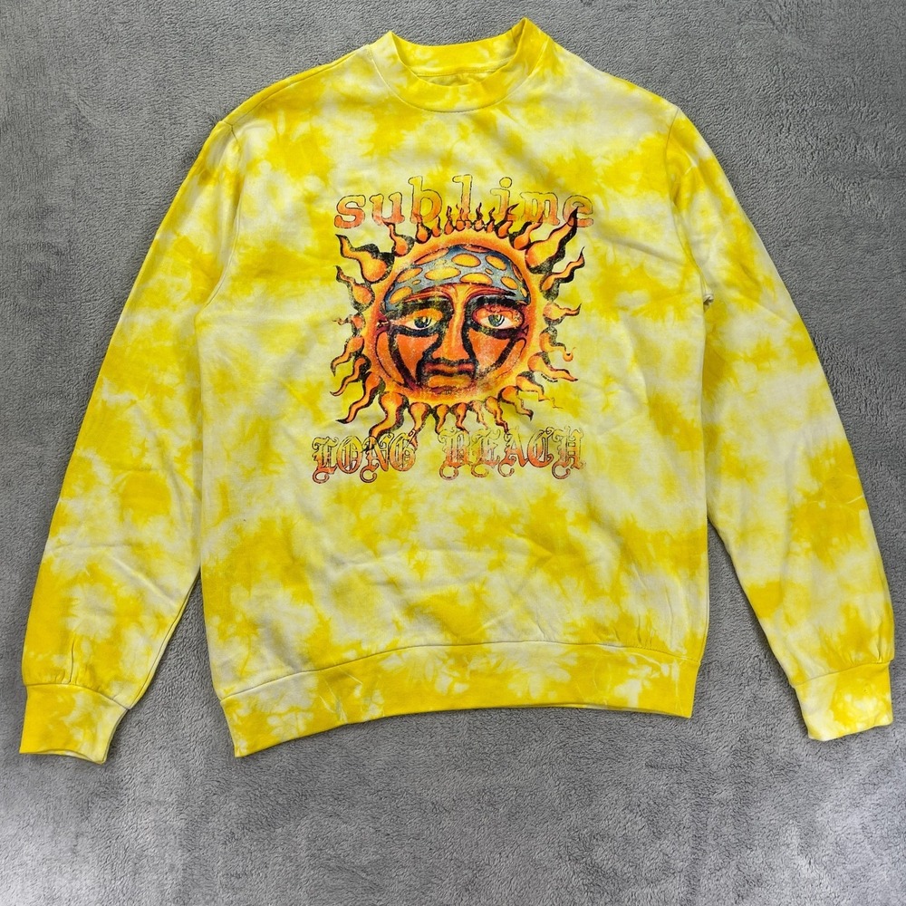 Sublime Long Beach Sweatshirt Mens Small Yellow Sun Graphic Tie Dye Outdoor